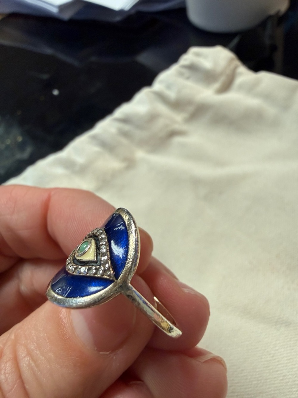 Gold Evil Eye Ring with Blue Enamel by Ross Simons size 7 - Picture 14 of 14